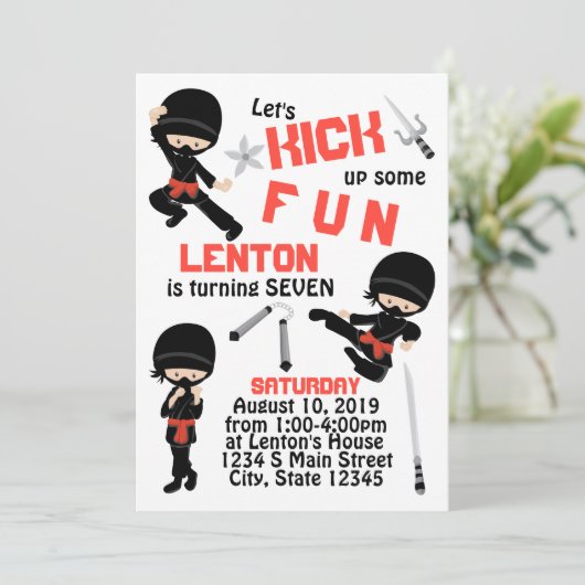 Invitation Anniversaire Ninja (Debout devant)