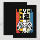 Invitation Anniversaire Niveau 12 Débloqué 12 Jeux Rétro (Devant / Derrière)