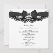Invitation Anniversaire Noir Blanc dentelle Barrière (Dos)