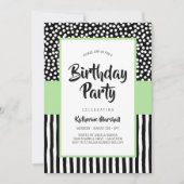 Invitation Anniversaire noir blanc et vert (Devant)