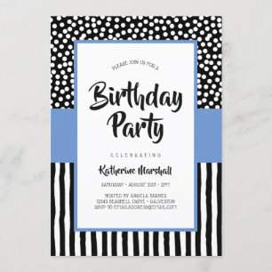 Invitation Anniversaire noir blanc et violet