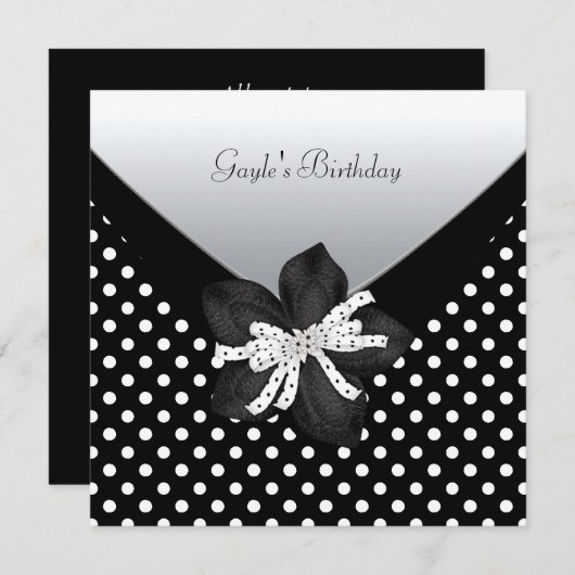 Invitation Anniversaire Noir Blanc Spot (Devant / Derrière)