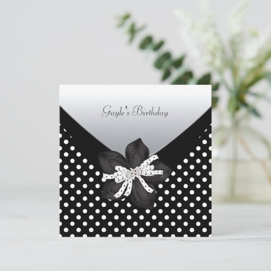 Invitation Anniversaire Noir Blanc Spot (Debout devant)