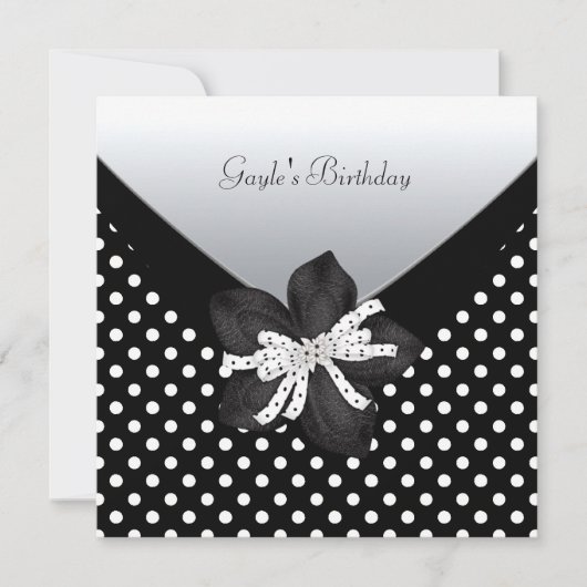 Invitation Anniversaire Noir Blanc Spot (Devant)