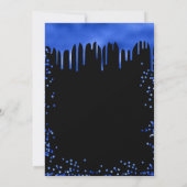 Invitation Anniversaire noir bleu royal gouttes de luxe (Dos)