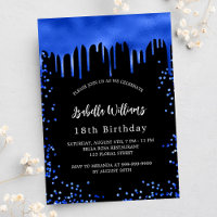 Anniversaire noir bleu royal gouttes de luxe