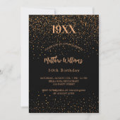 Invitation Anniversaire noir confetti année naissance luxe (Devant)
