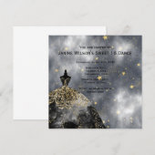 Invitation Anniversaire noir du noir Sweet16 d'or de robe (Devant / Derrière)