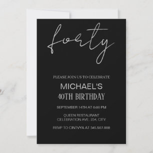 Invitation anniversaire Noir et Argent, noir argen