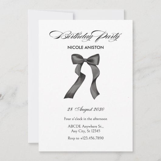 Invitation Anniversaire noir et blanc (Devant)
