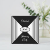 Invitation Anniversaire noir et blanc (Debout devant)