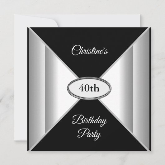Invitation Anniversaire noir et blanc (Devant)