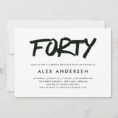 Invitation Anniversaire noir et blanc moderne du marqueur | (Devant)