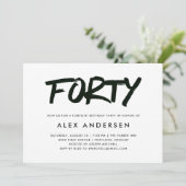 Invitation Anniversaire noir et blanc moderne du marqueur | (Debout devant)