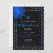Invitation Anniversaire noir et bleu élégant (Devant)