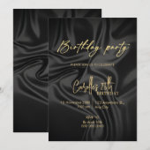 Invitation Anniversaire noir et or (Devant / Derrière)