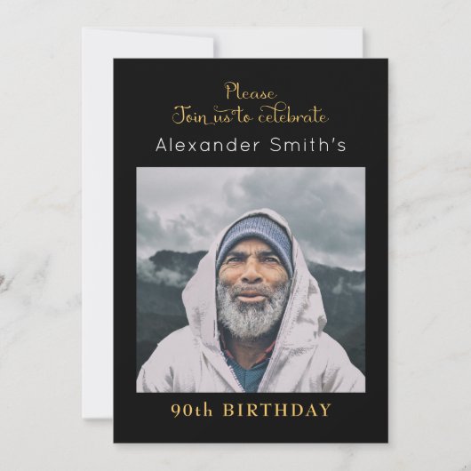 Invitation Anniversaire Noir Et Or (Devant)