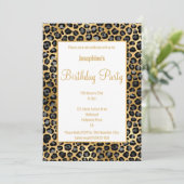 INVITATION ANNIVERSAIRE NOIR ET OR LEOPARD (Debout devant)