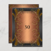 Invitation Anniversaire Noir foncé & Rouille Or Fl (Devant / Derrière)