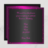 Invitation Anniversaire Noir & Hot Rose Spots (Devant / Derrière)