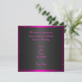 Invitation Anniversaire Noir & Hot Rose Spots (Debout devant)