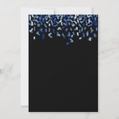 Invitation Anniversaire noir marine bleu confetti (Dos)