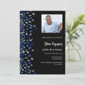 Invitation Anniversaire noir marine bleu photo prime (Debout devant)