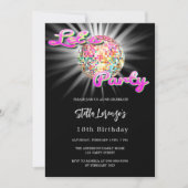 Invitation Anniversaire noir rose disco (Devant)