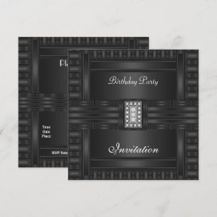 Invitation Anniversaire Noir Sur Bijou Diamant Noi