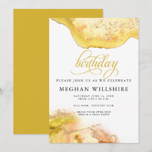 Invitation Anniversaire Novembre Topaz Citrine Watercolor Geo