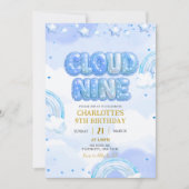 Invitation Anniversaire Nuage Neuf Pastel Bleu (Devant)