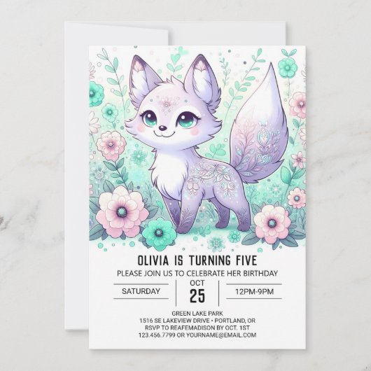 Invitation Anniversaire numérique Boho Fox (Devant)