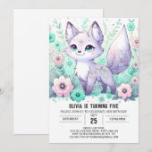 Invitation Anniversaire numérique Boho Fox (Devant / Derrière)