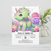 Invitation Anniversaire numérique Boho Pastel Dinosaur (Debout devant)
