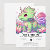Invitation Anniversaire numérique Boho Pastel Dinosaur (Devant / Derrière)