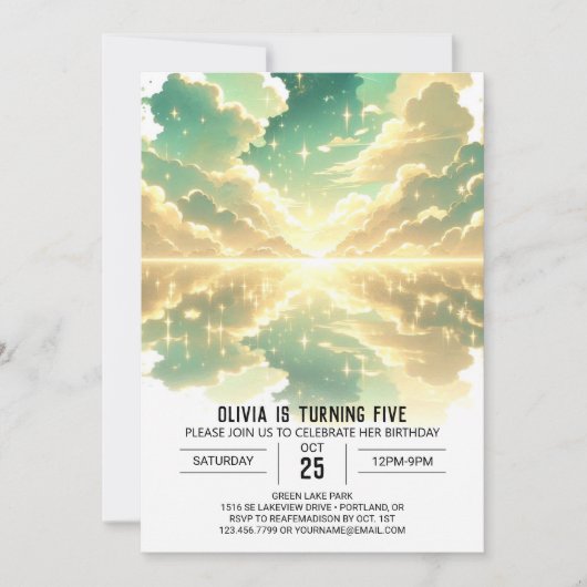 Invitation Anniversaire numérique céleste (Devant)