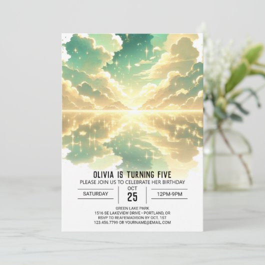 Invitation Anniversaire numérique céleste (Debout devant)