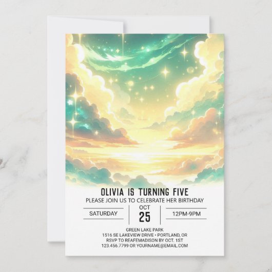 Invitation Anniversaire numérique céleste amusant (Devant)