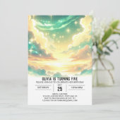 Invitation Anniversaire numérique céleste amusant (Debout devant)