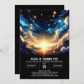 Invitation Anniversaire numérique céleste de Boho (Devant / Derrière)