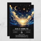 Invitation Anniversaire numérique céleste de Boho (Devant / Derrière)