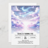 Invitation Anniversaire numérique céleste de l'espace extérie (Devant / Derrière)