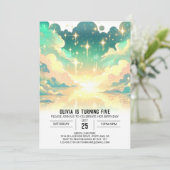 Invitation Anniversaire numérique céleste des nuages (Debout devant)