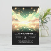 Invitation Anniversaire numérique céleste moderne (Debout devant)