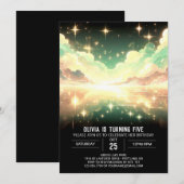 Invitation Anniversaire numérique céleste moderne (Devant / Derrière)