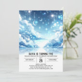 Invitation Anniversaire numérique céleste modifiable (Debout devant)