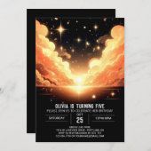 Invitation Anniversaire numérique céleste Pastel (Devant / Derrière)