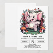 Invitation Anniversaire numérique charmant petit éléphant (Devant / Derrière)