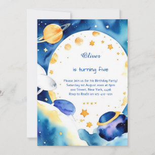 Invitation Anniversaire numérique cosmique chic