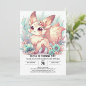 Invitation Anniversaire numérique Cute Fox personnalisé (Debout devant)
